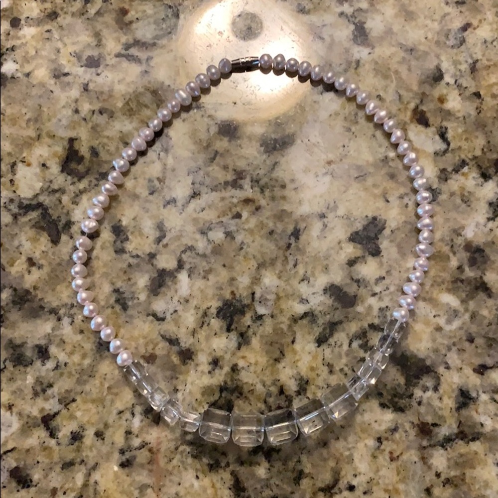 Vintage glass beads and pink petals choker